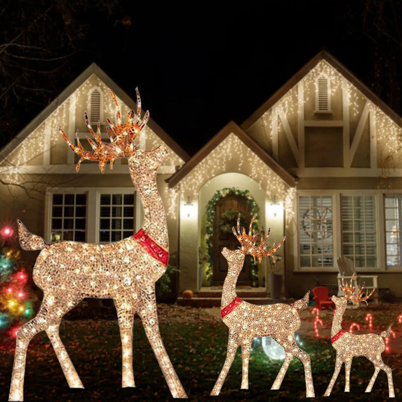 Iluminado Natal Trenó de veado