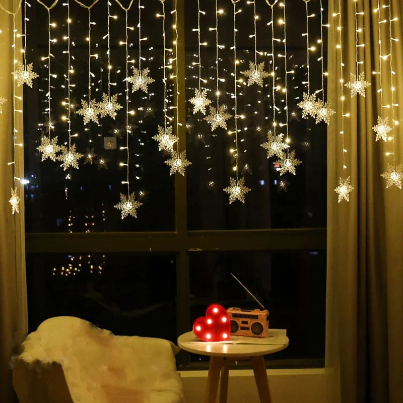 Guirlandas de floco de neve para cortinas de janela